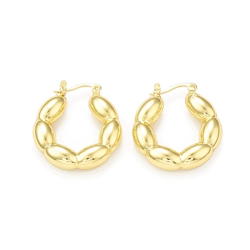 Rack Plating Brass Oval Wrap Hoop Earrings for Women, Cadmium Free & Lead Free, Real 18K Gold Plated, 27.5x25x6mm, Pin: 1mm