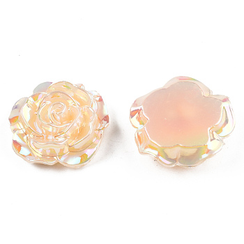 Opaque ABS Plastic Cabochons, AB Color Plated, Rose, PeachPuff, 24x23.5x9mm