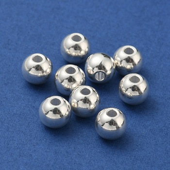 Nbeads 201 Stainless Steel Beads, Round, Silver, 6mm, Hole: 1.6mm, 100pcs/box