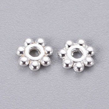 Tibetan Style Alloy Daisy Spacer Beads, Lead Free & Cadmium Free, Silver, 4x1.5mm, Hole: 1mm, about 19000pcs/1000g