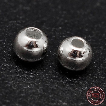 925 Sterling Silver Beads, Seamless Round Beads, Silver, 5mm, Hole: 1.5~1.6mm, about 105pcs/20g