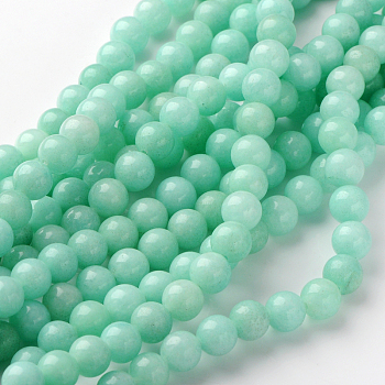 Natural & Dyed Jade Beads Strands, Imitation Amazonite, Round, Dark Green, 8mm, Hole: 1mm