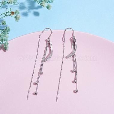 Clear Cubic Zirconia Twist with Chain Tassel Dangle Earrings(JE1034A)-5