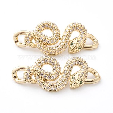 Brass Micro Pave Clear & Green Cubic Zirconia Links Connectors(ZIRC-Z014-01G)-3