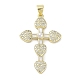 Rack Plating Brass Micro Pave Clear Cubic Zirconia Enamel Pearl
 Pendants(KK-R163-01C-G)-1