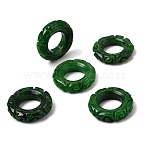 Natural Myanmar Jade Dyed Linking Rings, Carved Ring, Dark Green, 25x5mm, Inner Diameter: 13mm(G-Z162-10)