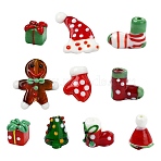 10Pcs 10 Styles Handmade Lampwork Beads, Glass Beads, for Christmas, Mixed Shapes, Mixed Color, 10~28x11~25x9~15mm, Hole: 1~3mm, 1pc/style(LAMP-CJ0002-73)