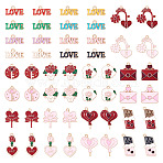 52Pcs 26 Styles Valentine's Day Theme Alloy Enamel Pendants, Lead Free & Cadmium Free, Golden, Mixed Shapes, Mixed Color, 18~28x15~25x1~1.4mm, Hole: 1.6~1.8mm, 2pcs/style(ENAM-TA0002-83)