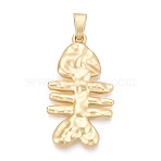 Rack Plating Alloy Big Pendants, Fishbone Charms, Cadmium Free & Lead Free, Matte Gold Color, 66.5x36.5x6mm, Hole: 11.5x5mm(PALLOY-N179-71MG)