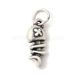 Fine Silver Pendants, Antique Silver, Fish Bone Shape Charms, 16x6.5x5.5mm, Jump Ring: 6x0.8mm, Inner Diameter: 4mm(STER-Z014-01AS-04)