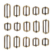 Iron Adjuster Slides Buckles, Roller Pin Buckles Slider Strap Adjuster, for DIY Belt Accessories, Rectangle, Antique Bronze, 20pcs/set(IFIN-TA0001-41AB)