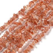 Natural Strawberry Quartz Beads Strands, Chip, Grade A, 3~5x3~5x3~5mm, Hole: 0.6mm, 31.50 inch(80cm)(G-G0003-B02-A)