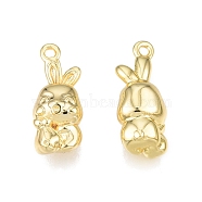 Brass Charms, Nickel Free, Rabbit, Real 18K Gold Plated, 14.5x6x4.5mm, Hole: 1mm(KK-N231-324)