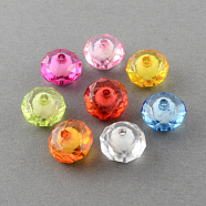 Transparent Acrylic Beads, Bead in Bead, Faceted, Rondelle, Mixed Color, 8x6mm, Hole: 2mm, about 2700pcs/500g(TACR-S090-6mm-M)