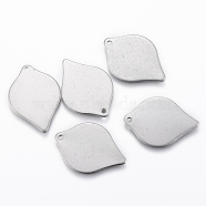 304 Stainless Steel Pendants, Leaf, Stainless Steel Color, 24x17x0.8mm, Hole: 1mm(STAS-P175-60P)