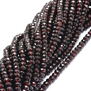 Natural Garnet Beads Strands, Faceted, Rondelle, 5x3~3.5mm, Hole: 0.8mm, about 106pcs/strand, 15.43''(39.2cm)(G-E569-H01)