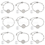 DIY Bracelet Kits, Including 304 Stainless Steel Bracelet Making and Transparent Glass Cabochons, Stainless Steel Color, Bracelets: 5-5/8"~6-1/4"(14.4~16cm), 9pcs/set(DIY-FH0001-63)