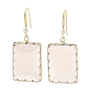 Glass Dangle Earrigns, Light Gold Brass Earrings, Rectangle, 48.5x19mm(EJEW-Q800-26A-KCG)