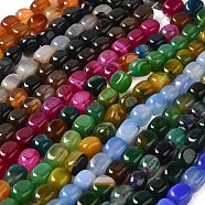 Natural Agate Beads Strands, Dyed & Heated, Cube, Mixed Color, 11~12x8~9.5x8~9.5mm, Hole: 1.2mm, about 16pcs/strand, 7.48~7.72''(19~19.6cm)(G-H295-A01)