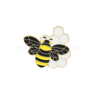 Creative Zinc Alloy Brooches, Enamel Lapel Pin, with Iron Butterfly Clutches or Rubber Clutches, Bee, Golden, Colorful, 32x35mm, Pin: 1mm(JEWB-S010-012)