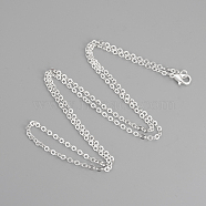 Brass Cable Chains Necklaces, Silver Color Plated, 23.6 inch(60cm)(X-MAK-R019-S)
