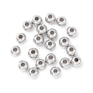 304 Stainless Steel Spacer Beads, Round, Stainless Steel Color, 6x5mm, Hole: 2mm(STAS-T021-6)