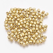 ABS Plastic Beads, Eco-Friendly Electroplated Beads, Faceted, Barrel, Golden Plated, 3.5~4x3.5mm, Hole: 1.5mm, about 1500pcs/50g(X-KY-G008-4mm-G)