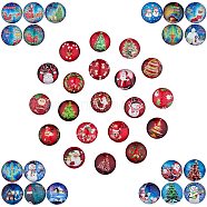 2 Sets 2 Styles Glass Cabochons, Half Round with Christmas Themed Pattern, Mixed Color, 25x7.5mm, 20pcs/set, 1 set/style(GGLA-SZ0001-39)