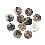 Natural Akoya Shell Buttons, 2-hole, Flat Round, Seashell Color, 20x1.8~2mm, Hole: 2mm(BUTT-WH0015-64B)