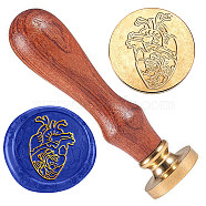 Golden Plated Brass Sealing Wax Stamp Head, with Wood Handle, for Envelopes Invitations, Gift Cards, Heart, 83x22mm, Head: 7.5mm, Stamps: 25x14.5mm(AJEW-WH0208-930)