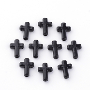 Opaque Acrylic Beads, Cross, Black, 16x12x4.5mm, about 123pcs/50g(X-SACR-436-C42)