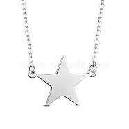 SHEGRACE Rhodium Plated 925 Sterling Silver Pendant Necklace, with S925 Stamp, Star, Platinum, 18.11 inch(46cm)(JN730A)