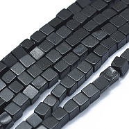 Natural Black Stone Beads Strands, Cube, 3~4.5x3~4.5x3~5mm, Hole: 0.8~1mm, about 89~97pcs/strand, 15.1~15.5 inch(38.5~39.5cm)(G-F631-C14)