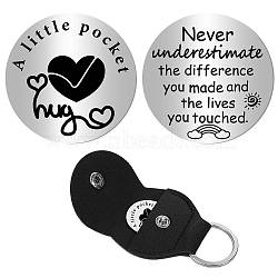 1Pc 201 Stainless Steel Commemorative Coins, Inspirational Quote Coin, Flat Round, with 1Pc PU Leather Guitar Clip, Heart, Coin: 30x2mm(AJEW-CN0001-76A)
