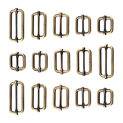 Iron Adjuster Slides Buckles, Roller Pin Buckles Slider Strap Adjuster, for DIY Belt Accessories, Rectangle, Antique Bronze, 20pcs/set(IFIN-TA0001-41AB)