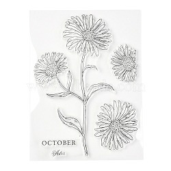 Silicone Clear Stamps, for Card Making Decoration DIY Scrapbooking, Flower Pattern, 19x14x0.3cm(DIY-A013-12)