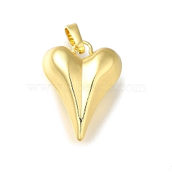 Rack Plating Brass Pendants, Long-Lasting Plated, Lead Free & Cadmium Free, Heart, Real 18K Gold Plated, 23.5x17.5x11mm, Hole: 8x4mm(KK-K373-09B-G)