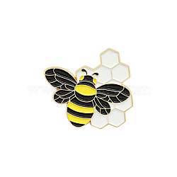 Creative Zinc Alloy Brooches, Enamel Lapel Pin, with Iron Butterfly Clutches or Rubber Clutches, Bee, Golden, Colorful, 32x35mm, Pin: 1mm(JEWB-S010-012)