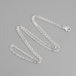 Brass Cable Chains Necklaces, Silver Color Plated, 23.6 inch(60cm)(X-MAK-R019-S)