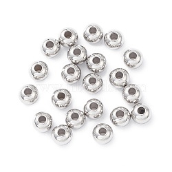 Tarnish Resistant 304 Stainless Steel Spacer Beads, Round, Stainless Steel Color, 6x5mm, Hole: 2mm(STAS-T021-6)