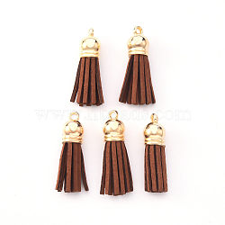 Faux Suede Tassel Pendant Decorations, with CCB Plastic Cord Ends, Light Gold, 33~35x10mm, Hole: 2.5mm(X-FIND-R095-007LG)