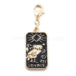 Tarot Alloy Enamel Pendant Decoration, Lobster Clasp Charms Ornaments, Owl Pattern, Rectangle, 43.5mm(HJEW-P021-01A-G)