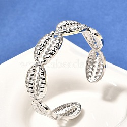 Brass Cuff Bangles for Women, Coffee Bead, Platinum, Inner Diameter: 2~2-1/8  inch(5.15~5.3cm)(BJEW-U018-02P)