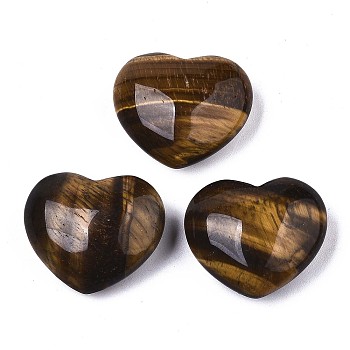 Natural Tiger Eye Heart Love Stone, Pocket Palm Stone for Reiki Balancing, 20x23x10mm