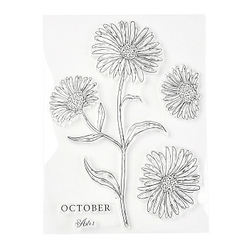 Silicone Clear Stamps, for Card Making Decoration DIY Scrapbooking, Flower Pattern, 19x14x0.3cm