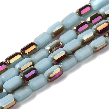 Electroplate Glass Beads Strands, Faceted, AB Color, Column, Sky Blue, 3x5mm, Hole: 1mm, about 79pcs/strand, 16.5 inch(42cm)