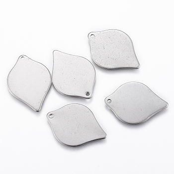 304 Stainless Steel Pendants, Leaf, Stainless Steel Color, 24x17x0.8mm, Hole: 1mm
