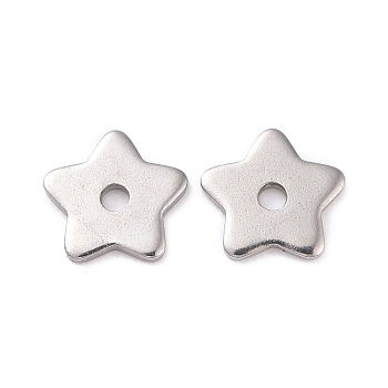 304 Stainless Steel Beads, Star, Stainless Steel Color, 8x8x1mm, Hole: 1.5mm