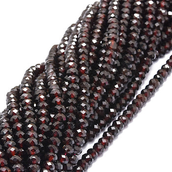 Natural Garnet Beads Strands, Faceted, Rondelle, 5x3~3.5mm, Hole: 0.8mm, about 106pcs/strand, 15.43''(39.2cm)