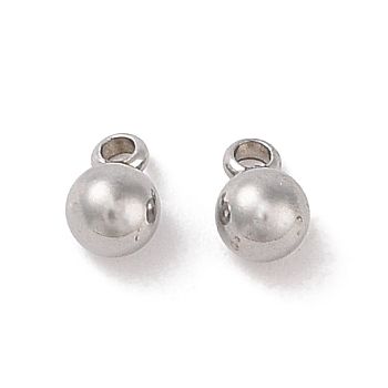 304 Stainless Steel Charms, Round Charm, Stainless Steel Color, 6.5x4mm, Hole: 1.2mm